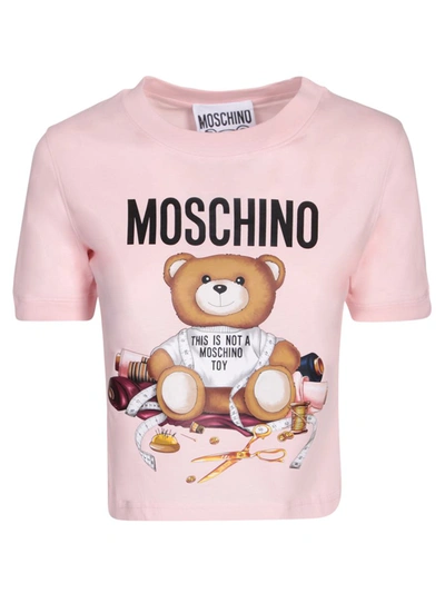 Moschino Logo Teddy T-shirt In Pink