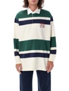 Palm Angels Beige Monogram Long Sleeve Polo In Butter Red