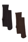 Hue Opaque Control Top Tights In Espresso/black