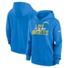 Nike Women's Wordmark Club (nfl Los Angeles Chargers) Pullover Hoodie In Powder Blue