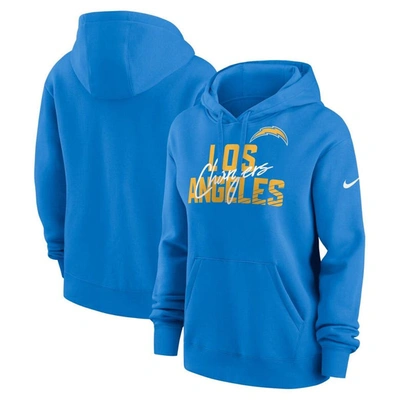 Nike Women's Wordmark Club (nfl Los Angeles Chargers) Pullover Hoodie In Powder Blue