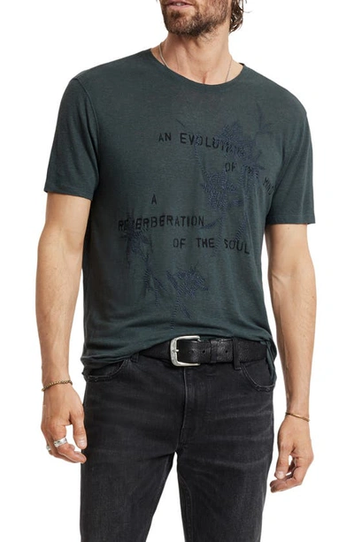 John Varvatos Men's Evolution Embroidered Crewneck T-shirt In Dried Sage