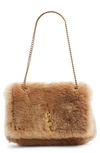 Saint Laurent Kate Small Reversible Shearling Shoulder Bag In Ecru/ Dark Brown