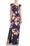 KAY UNGER KAY UNGER WAFA FLORAL COLUMN GOWN