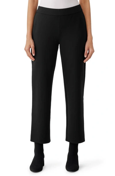 Eileen Fisher Ponte Ankle Straight Leg Pants In Black