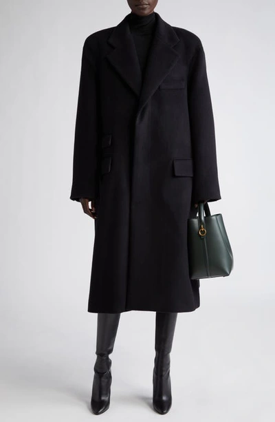 Saint Laurent Women's Oversized Coat In Wool In Black