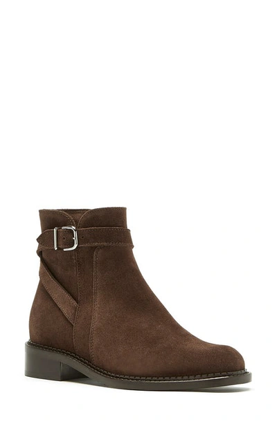 La Canadienne Sarah Suede Buckle Ankle Boots In Brunette