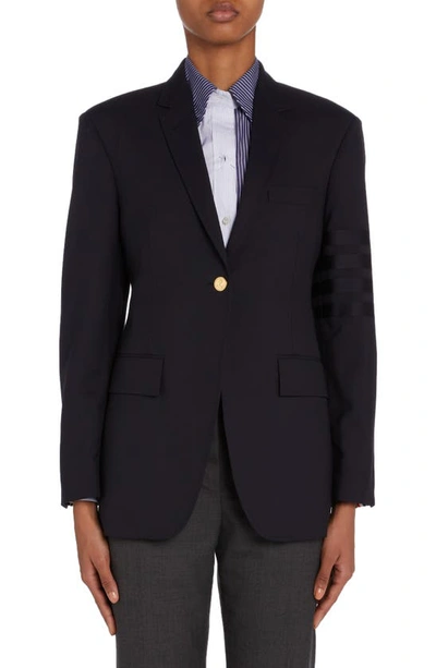 Thom Browne Pinstripe Cropped Jacket In Blue