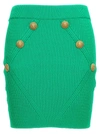 Balmain High-waisted Knitted Skirt In Green
