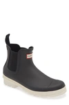 Hunter Original Waterproof Chelsea Rain Boot In Black/ White Willow