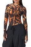 Afrm Kaylee Print Mesh Top In Caramel Zebra