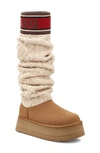 Ugg Classic Cable Knit Boot In Chestnut