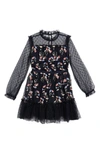 Bcbg Kids' Floral Embroidered Dress In Evening Blue