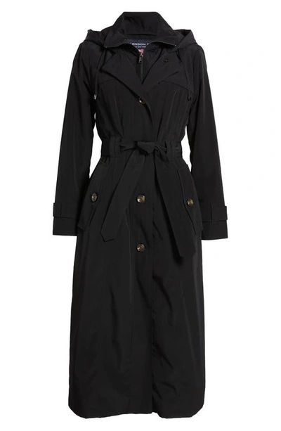 London Fog Women's Hooded Belted Maxi Trench Coat In Black
