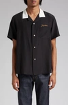 VISVIM HACKING EMBROIDERED SILK SATIN BOWLING SHIRT