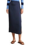 Vineyard Vines Satin Midi Slip Skirt In Nautical Navy
