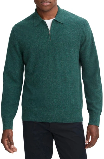 Vince Quarter Zip Boiled Cashmere Sweater In Light Deep Teal