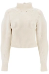 Alaïa Alaia Ribbed Sweater With Curved Sleeves Women In White