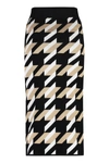 Hugo Boss Knitted Jacquard-pattern Pencil Skirt With Logo Trim In Black