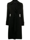 Theory Oaklane Crepe Trench Coat In Negro