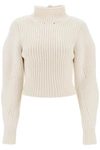 ALAÏA RIBBED SWEATER WITH CURVED SLEEVES