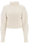 Alaïa Alaia Ribbed Sweater With Curved Sleeves Women In White