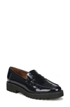 Franco Sarto Cassandra Patent Lug Sole Penny Loafer In Navy