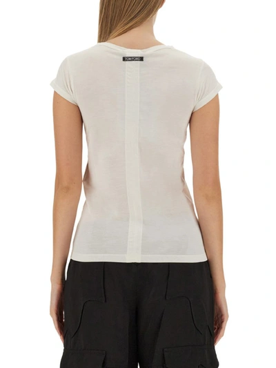 Tom Ford T-shirt With Logo In Chalk & Black