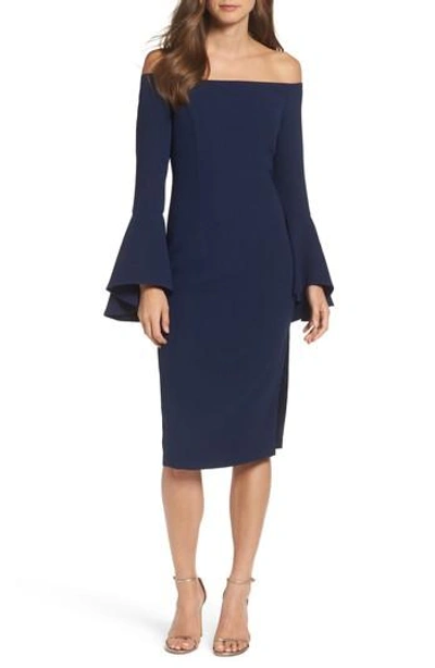 Bardot 'solange' Off The Shoulder Midi Dress In Navy