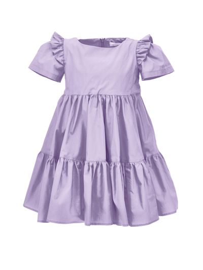 Monnalisa Cotton Dress With Flounces In Wisteria