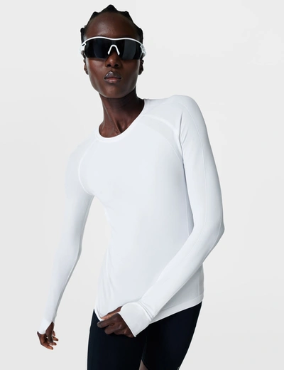 Sweaty Betty Athlete Seamless Workout Long Sleeve Top In White