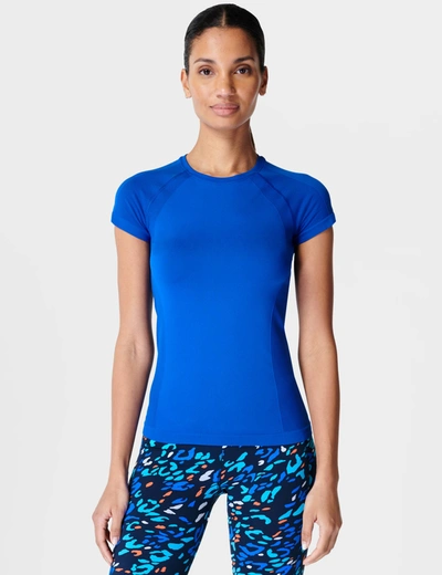 Sweaty Betty Breathe Easy Short-sleeve Stretch Recycled-polyester Top In Lightning Blue