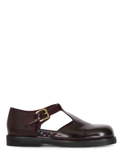 Etro Mary Jane Shoes With Buckle In Burgundy