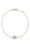 Anzie Women's Classique 14k Yellow Gold, Pavé Diamond & Turquoise Evil Eye Bracelet In Gold