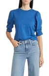 Frame Frankie Ruched Puff Sleeve Tee In Slate Blue