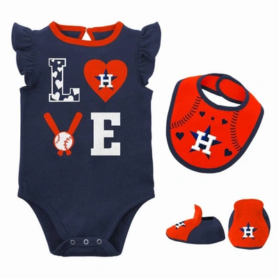 Outerstuff Babies' Newborn And Infant Boys And Girls Black And Orange San Francisco Giants Three-piece Love Of Baseball In Navy,red