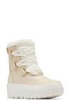 Sorel Joan Of Arctic Leather Faux-fur Snow Booties In Bleached Ceramic,sea Salt