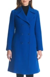 Kate Spade Double Breasted Wool Blend Coat In Stained Glass Blue