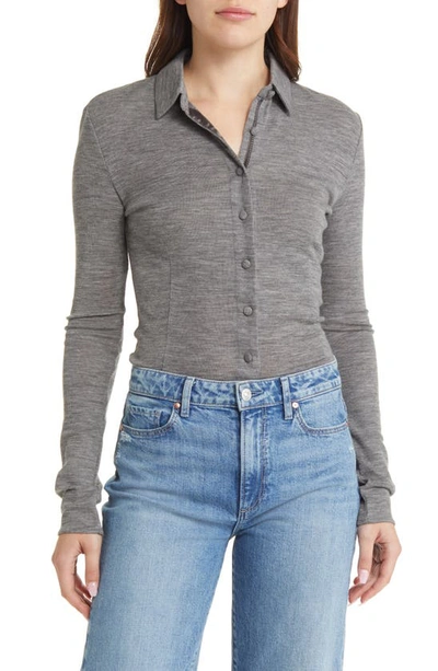 Rag & Bone Harlow Slim Wool Button-front Shirt In Heather Grey