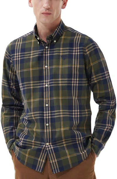 Barbour Edgar Tailored Button Down Long Sleeve Shirt In Green