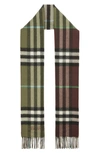 BURBERRY GIANT CHECK REVERSIBLE CASHMERE SCARF