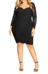 City Chic Three-quarter Sleeve Bustier Minidress In Black