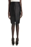 Saint Laurent Pinstriped Wool And Silk-blend Twill Skirt In Noir