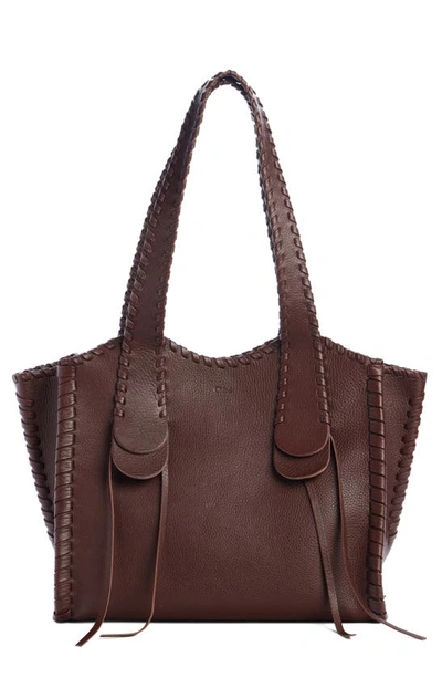 Chloé Mony Leather Tote In Chocolate 25c