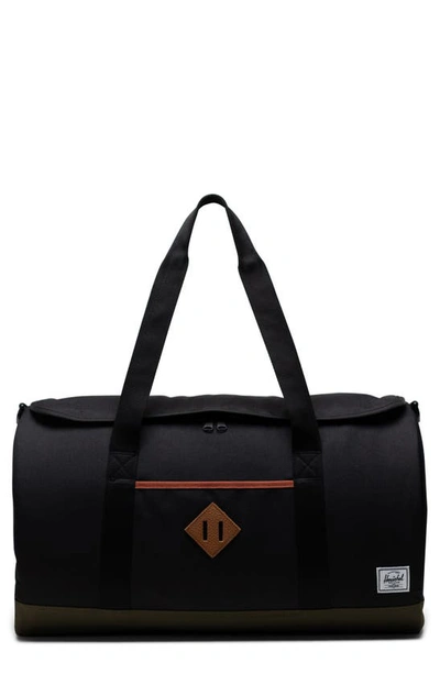 Herschel Supply Co Heritage Duffle Bag In Black / Ivy Green / Chutney