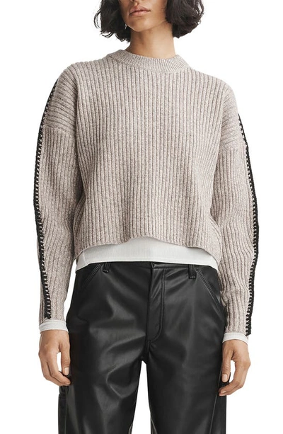 Rag & Bone Ingrid Wool Crewneck Sweater In Oat