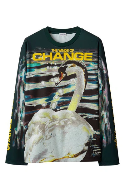 Burberry Swan Print T-shirt In Multi