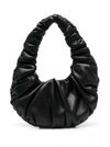 NANUSHKA 'ANJA' BLACK BAGUETTE MINI BAG WITH HOBO HANDLE IN RUCHED VEGAN LEATHER WOMAN NANUSHKA