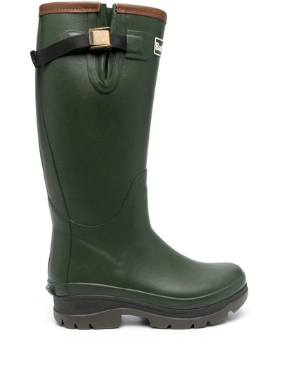 Barbour Logo-patch Knee-length Boots In Ol51 Olive