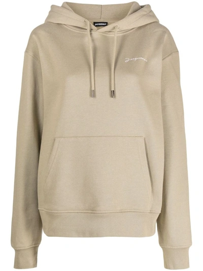 Jacquemus Embroidered Logo Hoodie In Brown